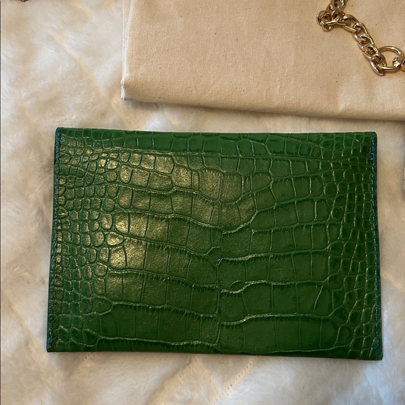 Ann Taylor LOFT Green Croc-Embossed Mini Bag with chain and Scarf Accent - Picture 9 of 11
